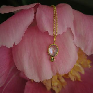 Lumia- Moonstone, Diamond, and 14k Gold Pendant