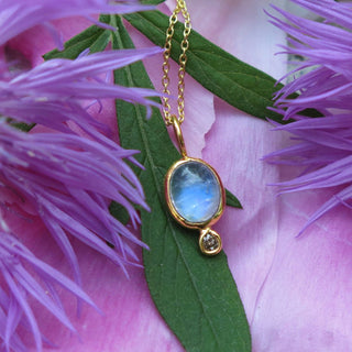 Lumia- Moonstone, Diamond, and 14k Gold Pendant
