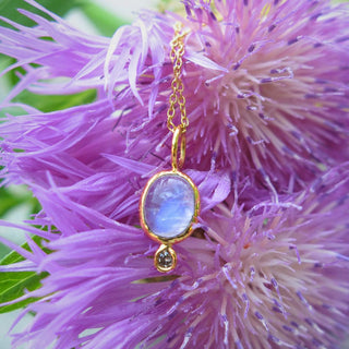 Lumia- Moonstone, Diamond, and 14k Gold Pendant