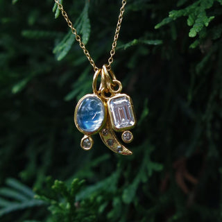 Lumia- Moonstone, Diamond, and 14k Gold Pendant