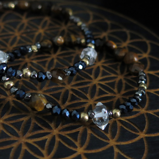 I am PROTECTED- Hematite, Tiger's Eye, Payson Diamond Necklace